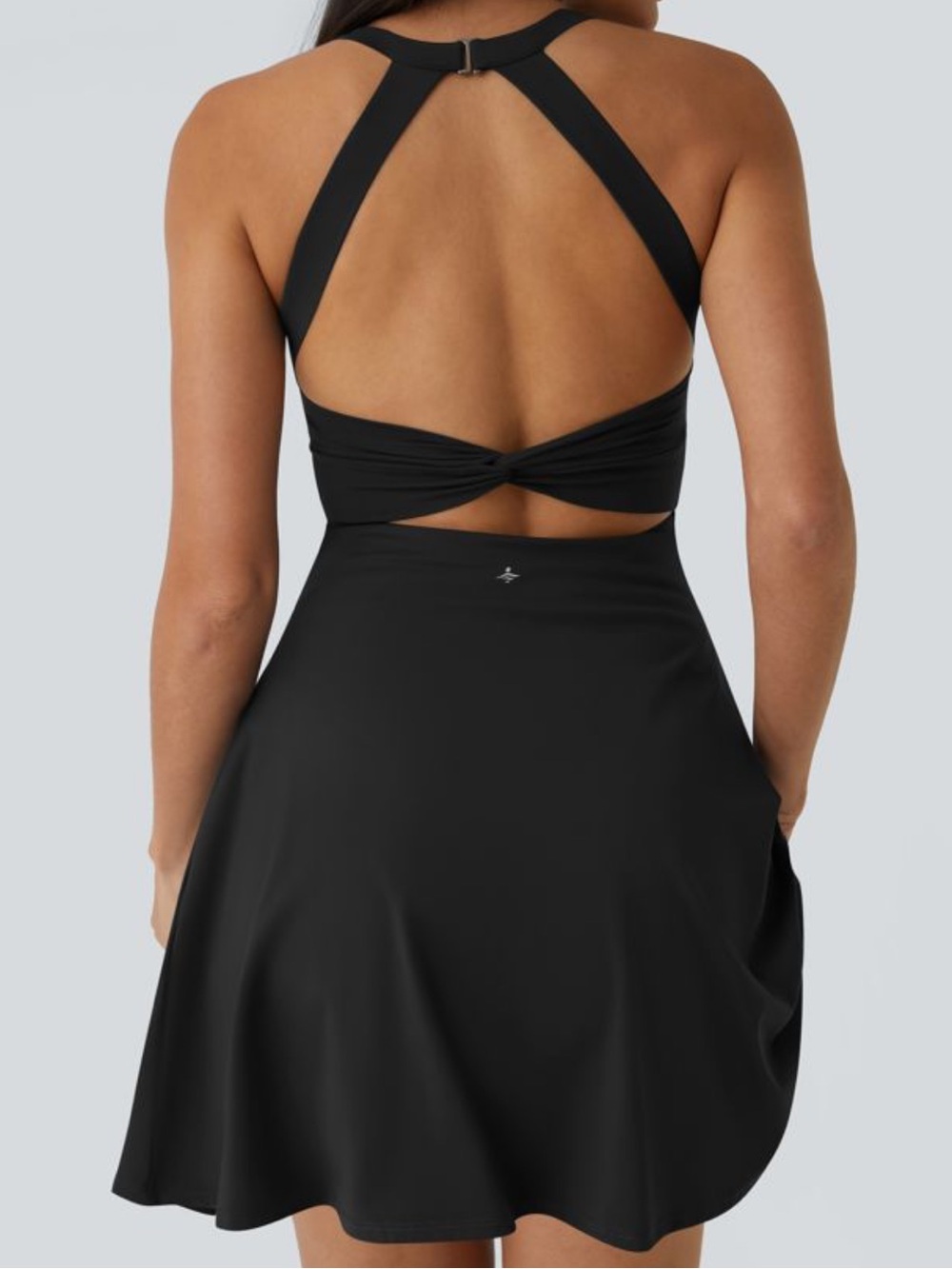Halara Black Softly Zero Airy Backless Twisted Flare Dress